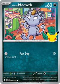 Alolan Meowth 089/128 Common – 30th Celebration Pokémon card