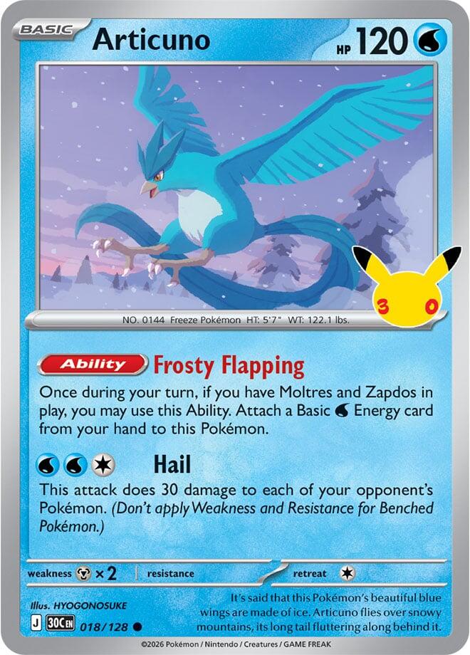 Articuno 018/128 30th Celebration Pokémon card
