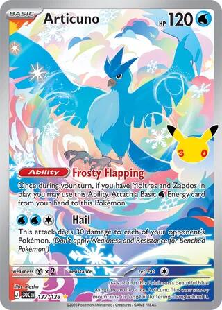 Articuno 132/128 30th Celebration Pokémon card