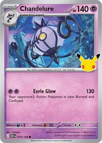Chandelure 075/128 Common – 30th Celebration Pokémon card