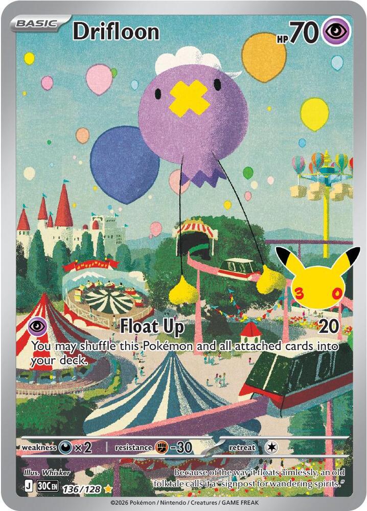 Drifloon 136/128 30th Celebration Pokémon card