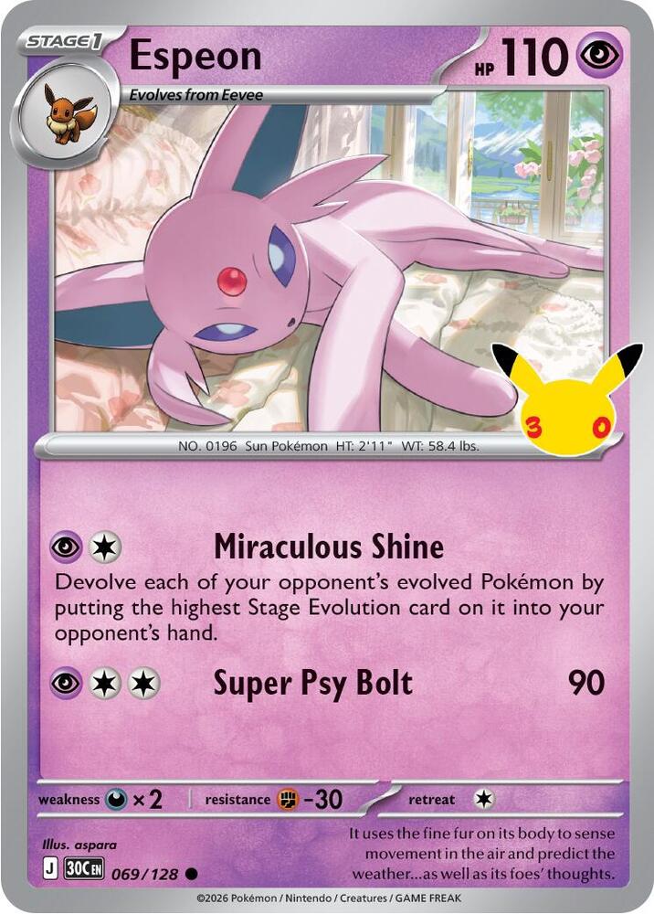Espeon 069/128 30th Celebration Pokémon card