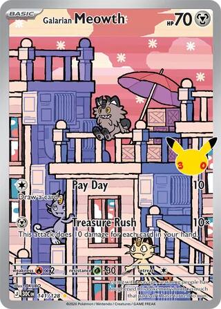 Galarian Meowth 141/128 30th Celebration Pokémon card