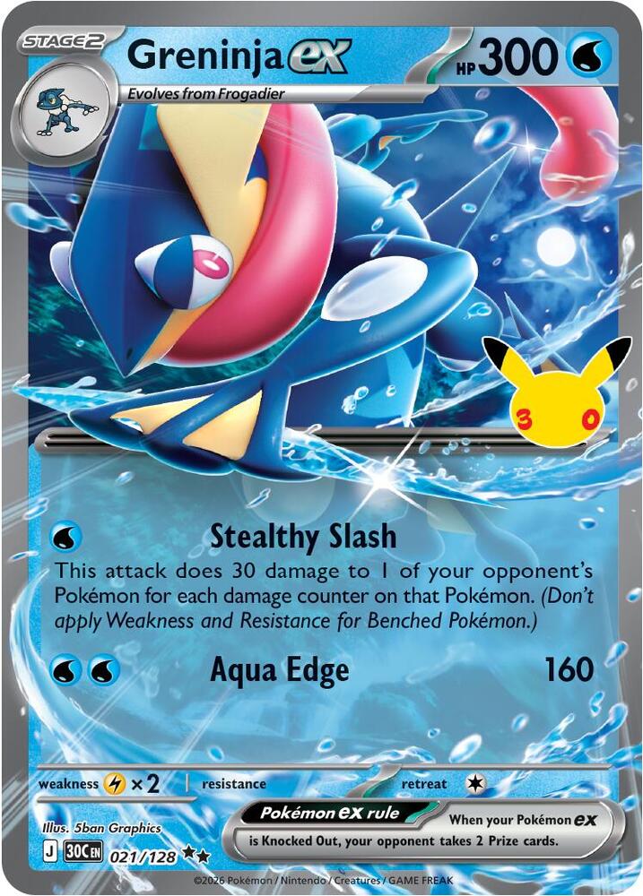 Greninja ex 021/128 30th Celebration Pokémon card