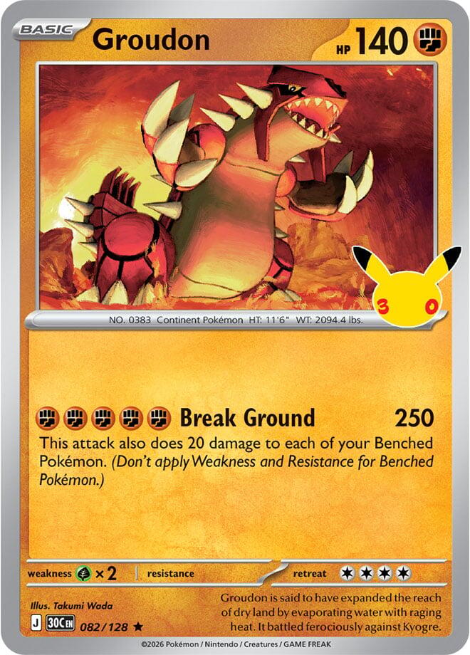 Groudon 082/128 30th Celebration Pokémon card