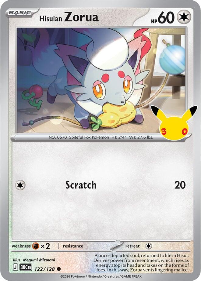 Hisuian Zorua 122/128 30th Celebration Pokémon card