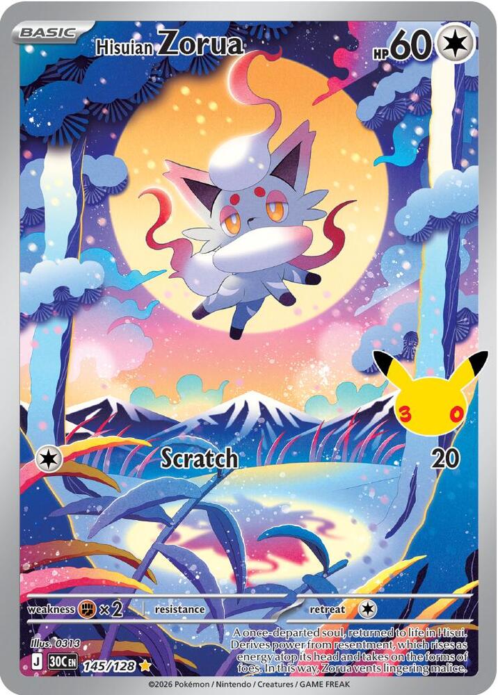 Hisuian Zorua 145/128 30th Celebration Pokémon card