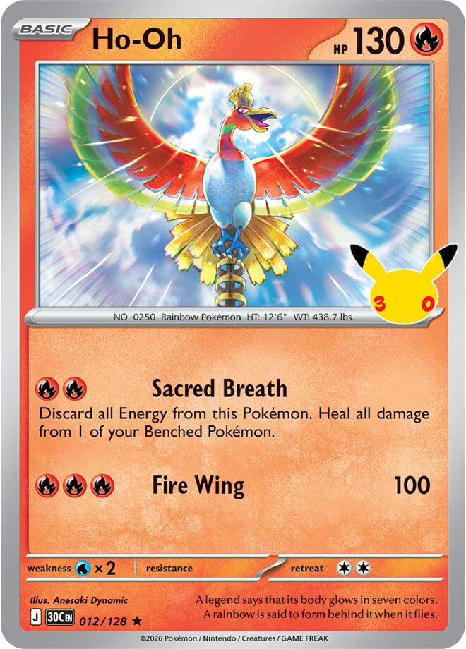 Ho-Oh 012/128 30th Celebration Pokémon card