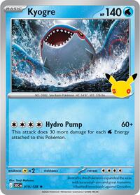Kyogre 019/128 Rare – 30th Celebration Pokémon card