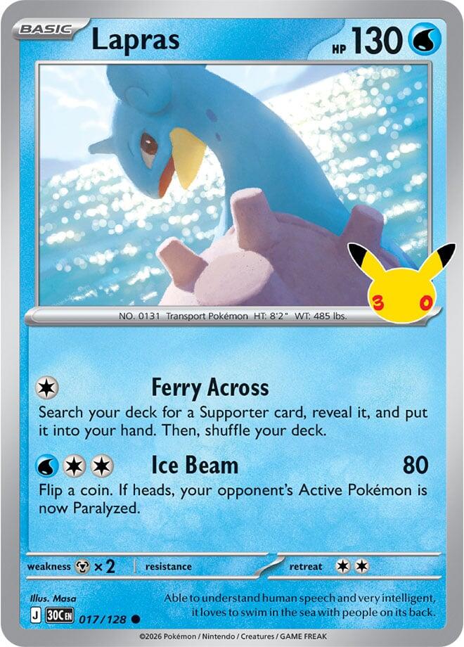 Lapras 017/128 30th Celebration Pokémon card