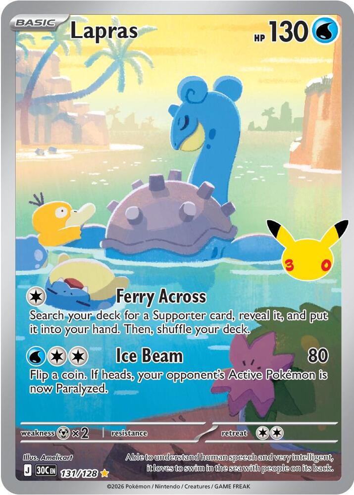 Lapras 131/128 30th Celebration Pokémon card