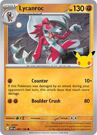 Lycanroc 085/128 Common – 30th Celebration Pokémon card