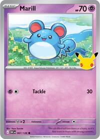 Marill 067/128 Common – 30th Celebration Pokémon card