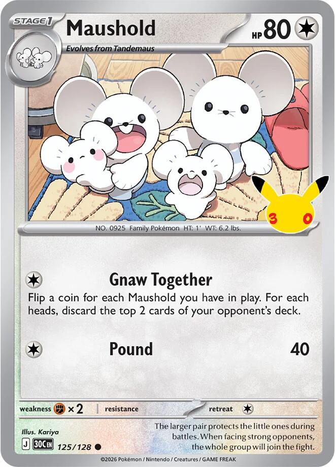 Maushold 125/128 30th Celebration Pokémon card