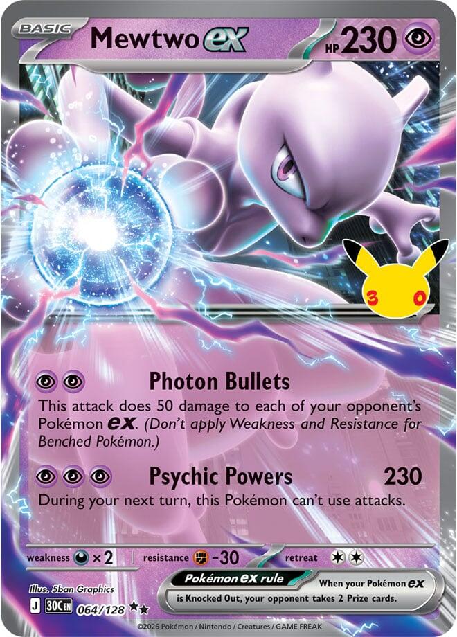 Mewtwo ex 064/128 30th Celebration Pokémon card