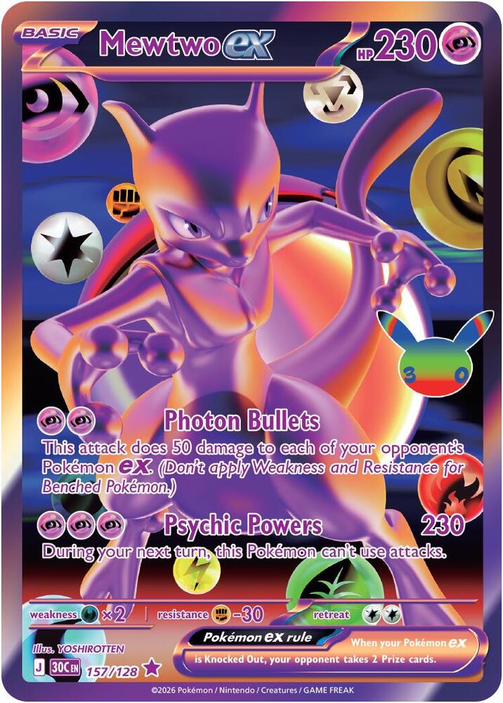 Mewtwo ex 157/128 30th Celebration Pokémon card