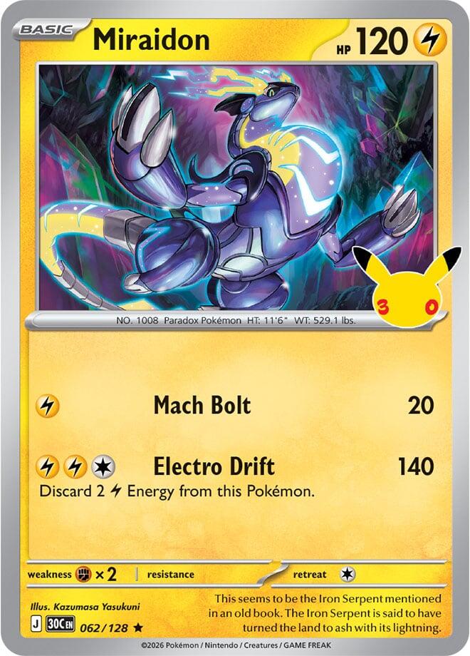 Miraidon 062/128 30th Celebration Pokémon card