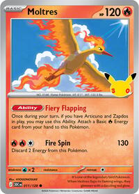 Moltres 011/128 Common – 30th Celebration Pokémon card