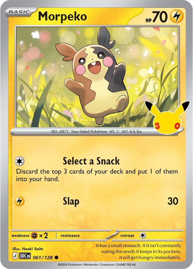 Morpeko 061/128 30th Celebration Pokémon card