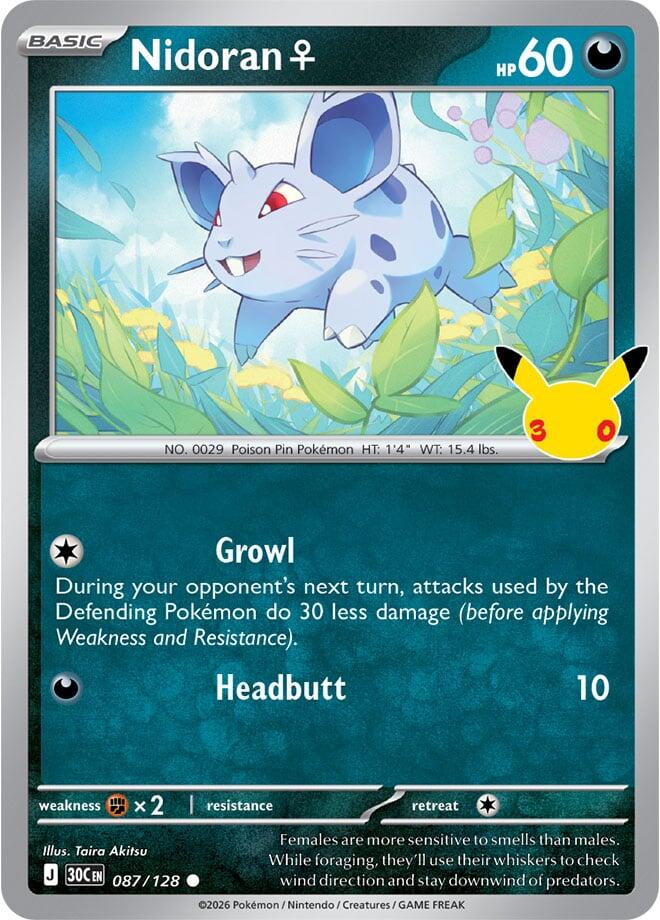 Nidoran♀ 087/128 30th Celebration Pokémon card