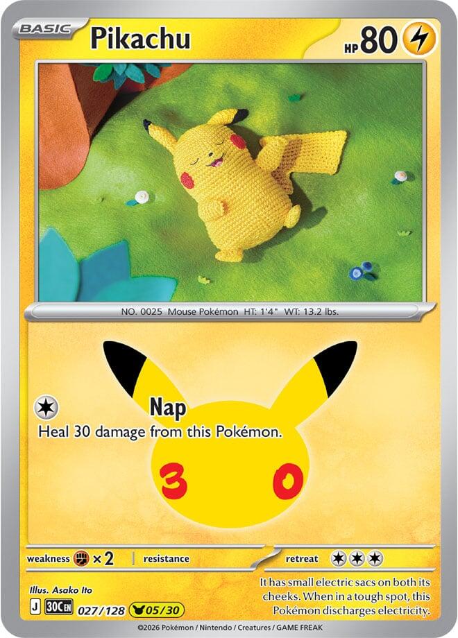 Pikachu 027/128 30th Celebration Pokémon card