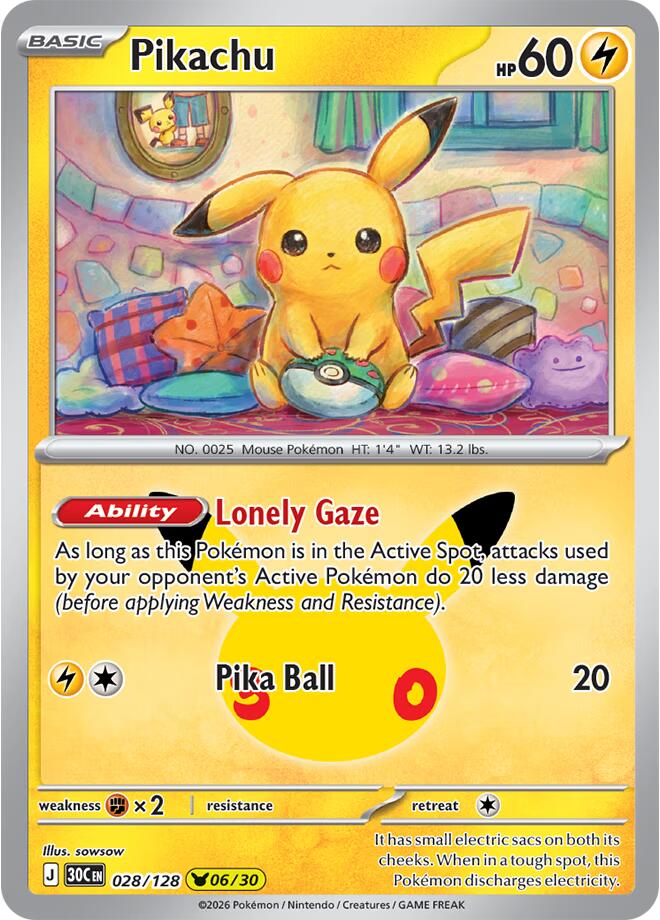 Pikachu 028/128 30th Celebration Pokémon card