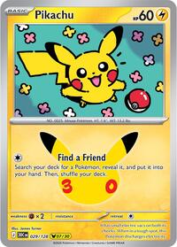 Pikachu 029/128 Pikachu Rare – 30th Celebration Pokémon card