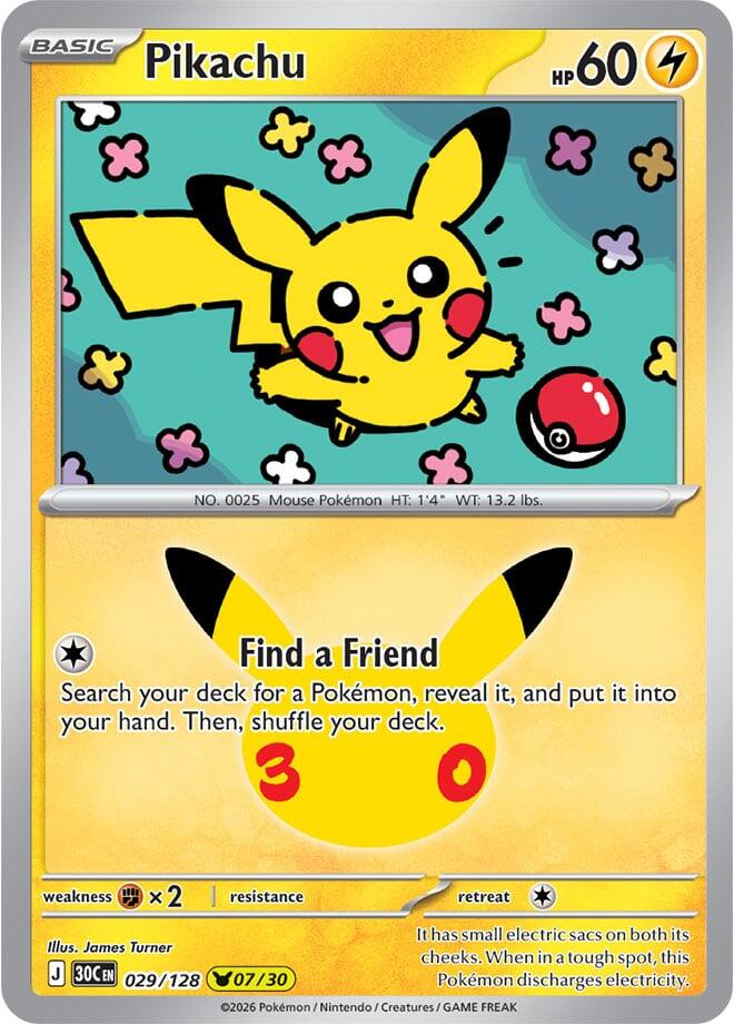 Pikachu 029/128 30th Celebration Pokémon card