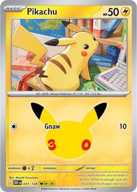 Pikachu 031/128 Pikachu Rare – 30th Celebration Pokémon card