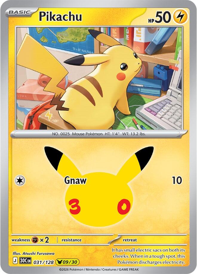 Pikachu 031/128 30th Celebration Pokémon card