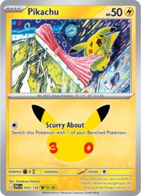 Pikachu 032/128 Pikachu Rare – 30th Celebration Pokémon card