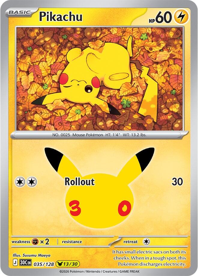 Pikachu 035/128 30th Celebration Pokémon card