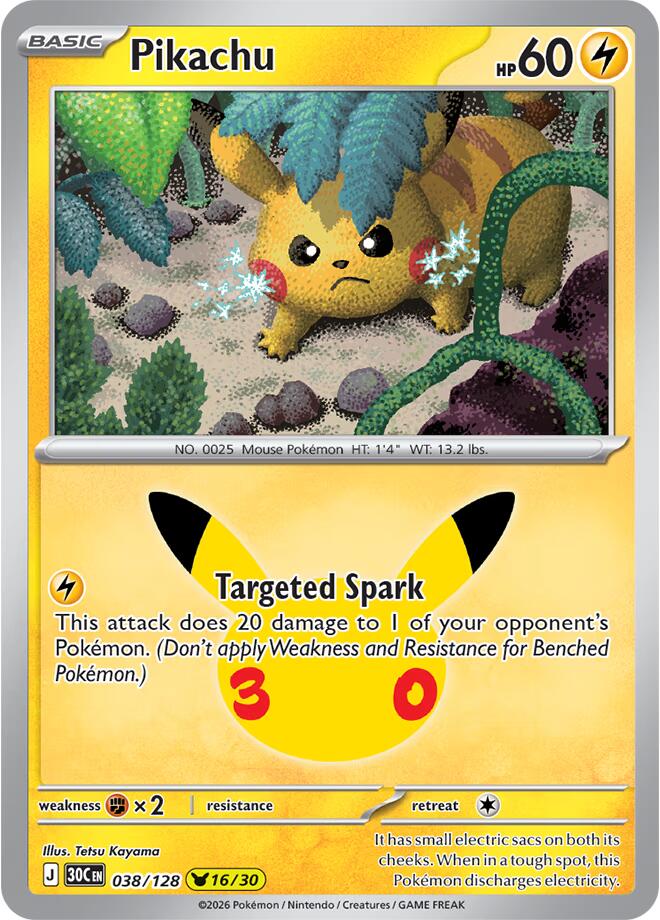 Pikachu 038/128 30th Celebration Pokémon card