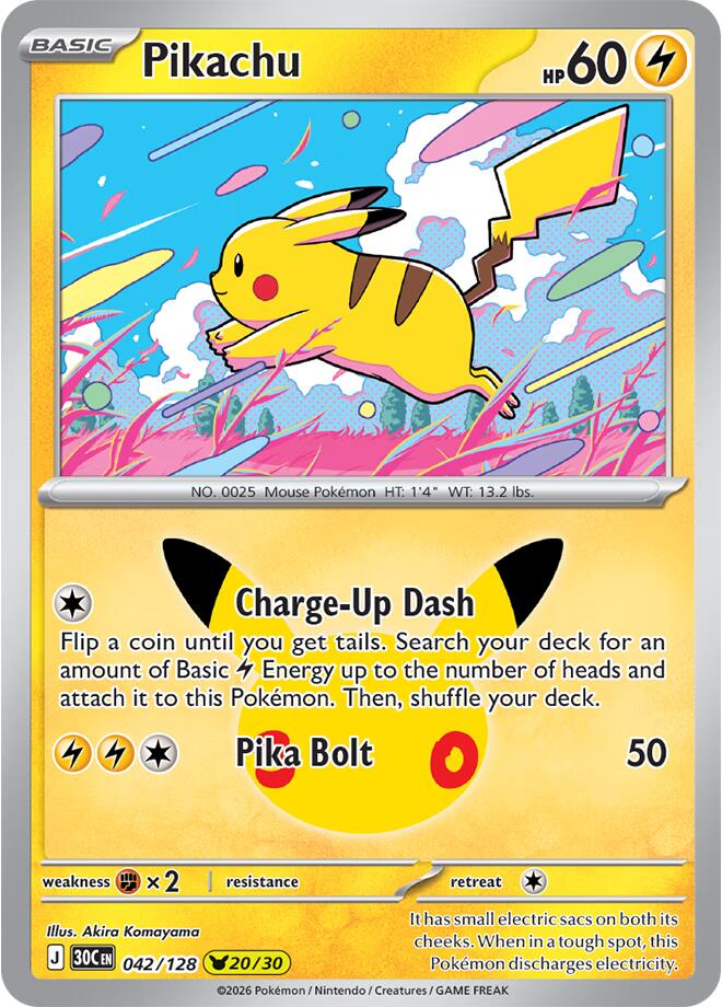 Pikachu 042/128 30th Celebration Pokémon card