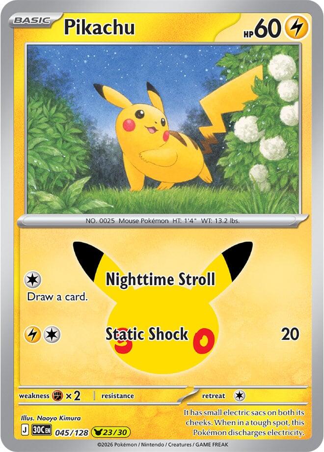Pikachu 045/128 30th Celebration Pokémon card