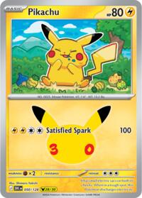 Pikachu 050/128 Pikachu Rare – 30th Celebration Pokémon card