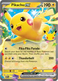 Pikachu ex 053/128 Double Rare – 30th Celebration Pokémon card
