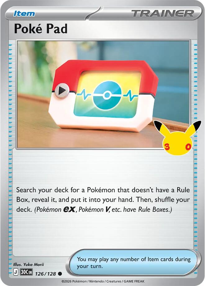 Poké Pad 126/128 30th Celebration Pokémon card
