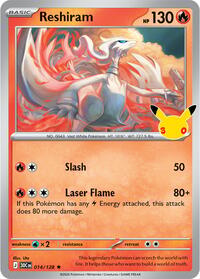 Reshiram 014/128 Rare – 30th Celebration Pokémon card