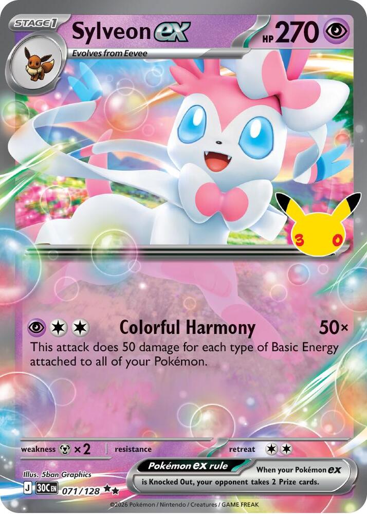 Sylveon ex 071/128 30th Celebration Pokémon card