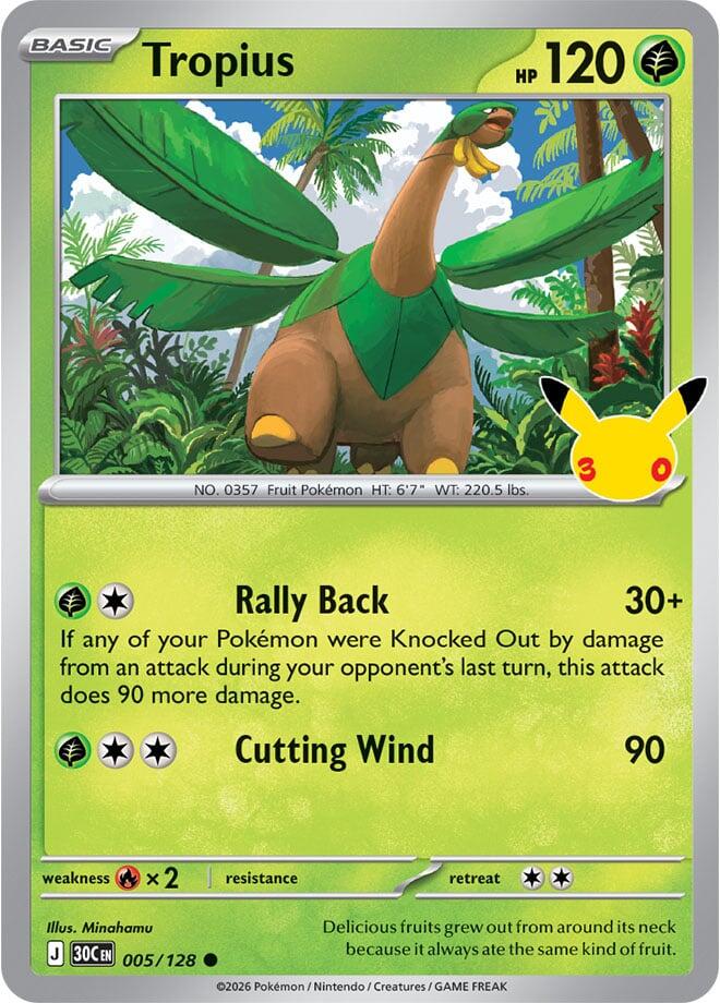 Tropius 005/128 30th Celebration Pokémon card
