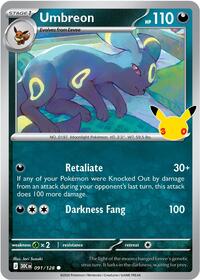 Umbreon 091/128 Common – 30th Celebration Pokémon card
