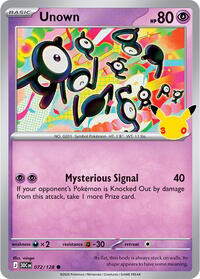 Unown 072/128 Common – 30th Celebration Pokémon card