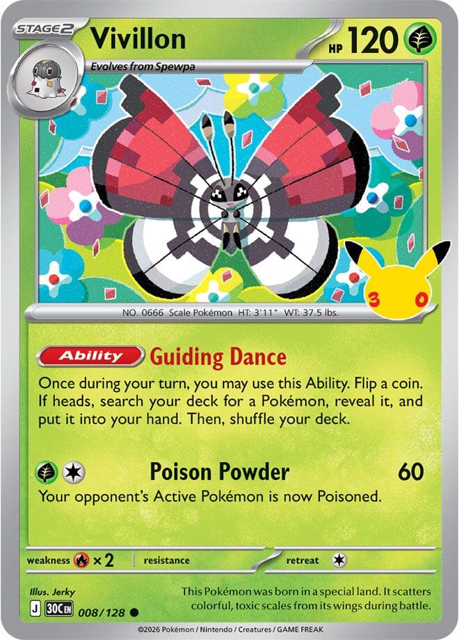Vivillon 008/128 30th Celebration Pokémon card