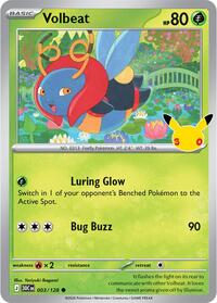 Volbeat 003/128 Common – 30th Celebration Pokémon card