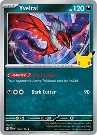 Yveltal 100/128 Rare – 30th Celebration Pokémon card
