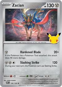 Zacian 106/128 Rare – 30th Celebration Pokémon card