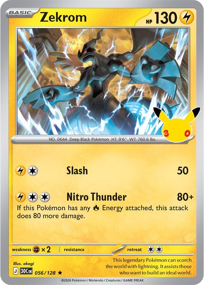 Zekrom 056/128 30th Celebration Pokémon card
