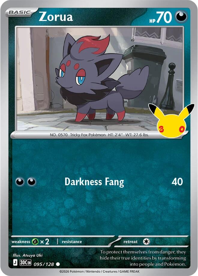 Zorua 095/128 30th Celebration Pokémon card