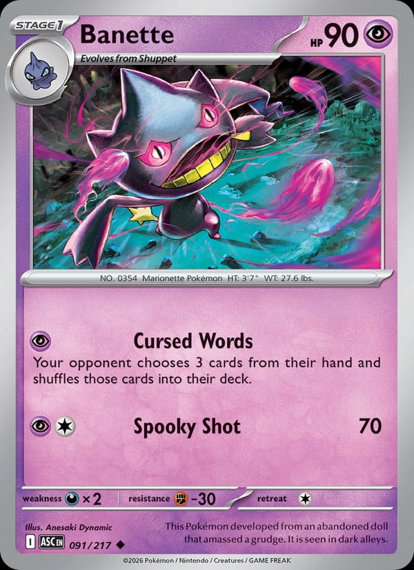 Banette 091/217 Ascended Heroes Pokémon card